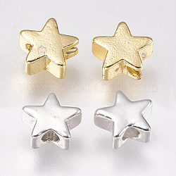 Brass Beads, Star, Mixed Color, 6x6x2.5~3.3mm, Hole: 1mm