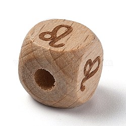 Cuentas de constelación de madera natural, cubo, León, 12x12x12mm, agujero: 4 mm