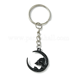 Porte-clés pendentif lune en alliage, avec porte-clés fendus, crane, 7.9 cm