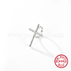 Croce da donna in argento sterling placcato rodio con 925 anello da dito, platino, diametro interno: 17mm