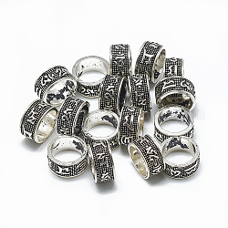 Thai 925 perline in argento sterling, perline con foro grande, anello, argento antico, 11x6mm, Foro: 9 mm
