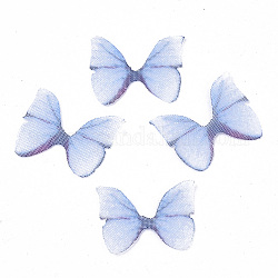 Two Tone Polyester Fabric Wings Crafts Decoration, for DIY Jewelry Crafts Earring Necklace Hair Clip Decoration, Butterfly Wing, Light Sky Blue, 11x14mm