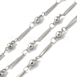 304 catena a maglie rettangolari sfaccettate in acciaio inossidabile, con la bobina, saldato, colore acciaio inossidabile, 13x1x1 mm e 8x3.5x3.5 mm