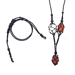 Регулируемый плетеный нейлоновый шнур макраме мешочек изготовление ожерелья, сменный камень, со стеклянными бусинами, чёрные, 18-7/8 дюйм (48 см)