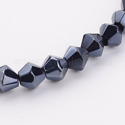 Filo di perline in vetro, bicono, nero, lustro di perla placcato, il perline circa4 di diametro, Foro: 1 mm, circa 70pcs/filo, 10.63 pollice