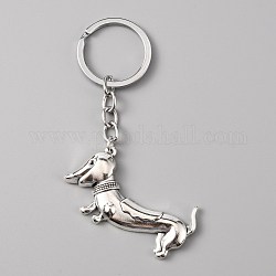 Porte-clés en alliage, Avec des anneaux clés, chien, platine, 10.5 cm