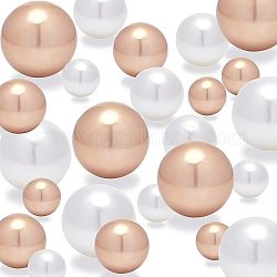 Cuentas de perlas de imitación de plástico ABS de alto brillo, sin agujero/sin perforar, redondo, vara de oro, 14/20/30mm, 100 unidades / caja