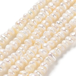 Chapelets de perles en Keshi naturel, perle de culture d'eau douce, niveau 3a+, perles baroques, rondelle, vieille dentelle, 3~6x3~4x2~4mm, Trou: 0.5mm, Environ 128~129 pcs/chapelet, 13.66~13.86 pouce (34.7~35.2 cm)