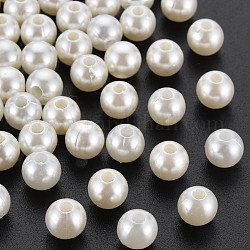 Perline di plastica, perle imitazione perla, tondo, bianco crema, 8x7.5mm, Foro: 2 mm