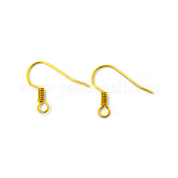 Crochets d'oreille de fil en laiton doré, avec boucle horizontale, sans nickel, 17mm, Trou: 1.5mm, pin: 0.7 mm