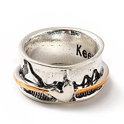 Drehbarer Fingerring aus Berg- und Herzlegierung, Gotischer stämmiger Ring zur beruhigenden Sorgenmeditation, antikem Silber & golden, uns Größe 6 1/2 (16.9mm)