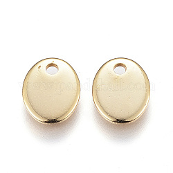 201 Stainless Steel Charms, Stamping Blank Tag, Oval, Golden, 9x7x1mm, Hole: 1mm