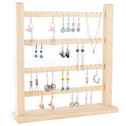 Fingerinspire supporto per organizer per display per orecchini in legno a 4 livello (60 slot e 56 fori) espositore per orecchini staccabile per grano espositore per gioielli torre di gioielli per orecchini lunghi per riporre orecchini a bottone