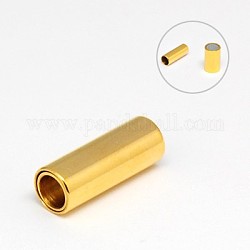 304 Stainless Steel Magnetic Clasps with Glue-in Ends, Ion Plating (IP), Column, Golden, 16x6mm, Hole: 4mm