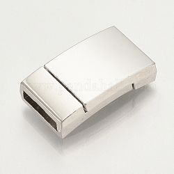 Fermoirs magnétiques en alliage avec emembouts collées, rectangle, platine, 23x13x5mm, demi-trou: 2x10 mm