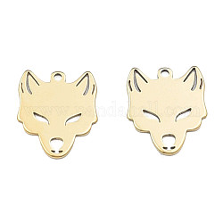 Ion Plating(IP) 201 Stainless Steel Charms, Halloween Style, Fox, Real 18K Gold Plated, 15x12.5x1mm, Hole: 1.2mm