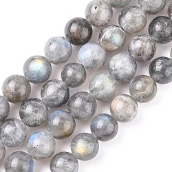 Chapelets de perles en labradorite naturelle , AA grade, ronde, grises , 8mm, Trou: 1mm, Environ 48 pcs/chapelet, 15.75 pouce