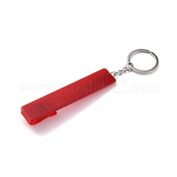 Ferroalloy, Plastic and Acrylic Keychain, with Glitter Powder, Contactless Card Extractor, for Long Nail Card Extractor Keychain with Card Puller for Girls, Rectangle, Red, 15.5cm