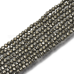 Natürliche Pyrit Perlen Stränge, facettiert, Runde, 2 mm, Bohrung: 0.5 mm, ca. 191~194 Stk. / Strang, 15.20'' (38.6 cm)