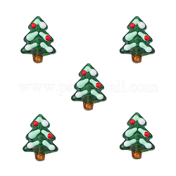 Handgefertigte Bunte Malerei-Perlen mit Weihnachtsmotiv, Tannenbaum, 26x20x8.5 mm