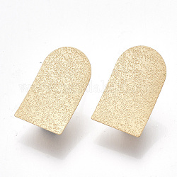 Accessoires de clous d'oreilles en fer, avec épingles et boucle en acier, texturé, rectangle, couleur or mat, 20x12.5mm, Trou: 4mm, pin: 0.7 mm