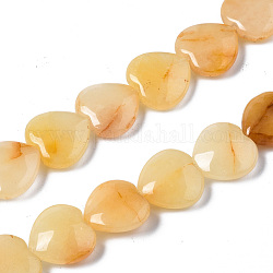 Natürliche gelbe Aventurin Perlen Stränge, Herz, 15x15x5~6.5 mm, Bohrung: 0.6 mm, ca. 28 Stk. / Strang, 15.67 Zoll (39.8 cm)