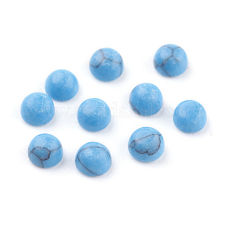 Cabochons turquoise bleu synthétique, demi-rond, 3x2mm