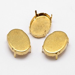 Ottone ovale da cucire su castoni, impostazioni degli artigli per strass sul retro appuntito, oro, 8x6x0.4mm, misura per 6x8 mm cabochon, circa 800pcs/scatola