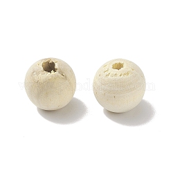 (vente de clôture défectueuse : repéré) perles de bois naturel non finies, perles d'espacement en bois rondes en vrac pour la fabrication artisanale, sans plomb, jaune clair, 15~16mm, Trou: 3.5mm, environ 872 pcs/1000 g