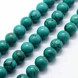 Chapelets de perles en howlite naturelle, teints et chauffée, ronde, 10mm, Trou: 1mm, Environ 37 pcs/chapelet, 14.76 pouce (37.5 cm)