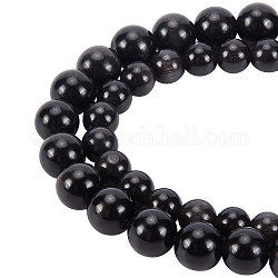 Benecreat 88pcs 2 brins 2 perles de style oeil de chat, ronde, noir, 8~10mm, Trou: 0.8~1mm