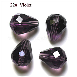 Perles d'imitation cristal autrichien, grade AAA, facette, goutte , bleu ardoise foncé, 10x12mm, Trou: 0.9~1.5mm