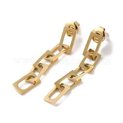 304 orecchini pendenti con catena in acciaio inossidabile da donna, vero placcato oro 18k, 45x6mm