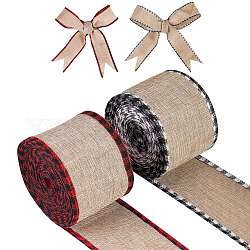 2 rollo 2 rollos de lino de colores, Cintas de yute, para hacer manualidades navideñas, rojo y negro, color mezclado, 2-1/2 pulgada (65 mm), 5 m / rollo, 1 rollo / color