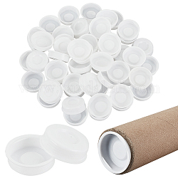 Capsules de bouteilles en plastique, couvertures de scellant réutilisables, plat rond, blanc, 38x11mm, diamètre intérieur: 33 mm