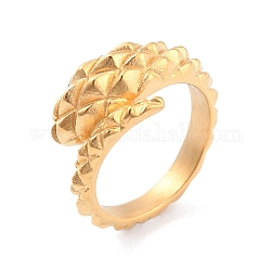 Chapado de iones (ip) 304 anillo de puño de serpiente de acero inoxidable, anillo abierto ancho para mujer, dorado, nosotros tamaño 6~9 (16.5~18.9 mm)