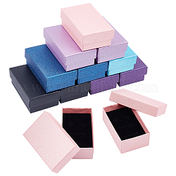 Boîte de papier nbeads, couvercle à pression, avec un tapis d'éponge, boîte de bracelet, rectangle, couleur mixte, 8.1x5x3 cm, 6 couleurs, 4 pcs / couleur, 24 pièces / kit