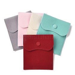Бархатные мешочки для хранения украшений, прямоугольные сумки для украшений с застежкой-кнопкой, для сережек, хранение колец, разноцветные, 11.7~11.75x9.8~9.85 см