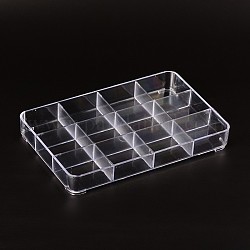 Recipientes de almacenamiento de plástico transparente cuboides, 12 compartimentos, Claro, 230x145x36mm