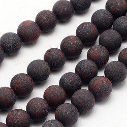 Natural Brecciated Jasper Beads Strands, Frosted, Round, 6mm, Hole: 0.8mm, about 60pcs/strand, 14.1 inch