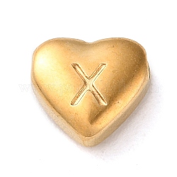 Perles en 201 acier inoxydable, or, cœur, lettre x, 7x8x3.5mm, Trou: 1.5mm
