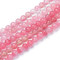 Chapelets de perles cerise quartz en verre, ronde, 8mm, Trou: 1mm, Environ 50 pcs/chapelet, 15.7 pouce