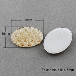 Resin Cabochons, Oval, Wheat, 25x18x3.5~4.5mm