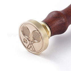 DIY Scrapbook, Brass Wax Seal Stamp and Wood Handle Sets, Racket, Golden, 8.9x2.5cm, Stamps: 25x14.5mm