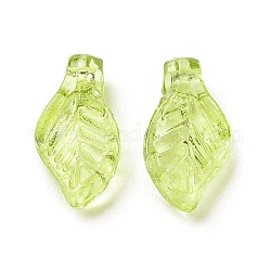Breloques en acrylique transparent, pour les accessoires boucles d'oreilles, breloques de feuilles, jaune vert, 9.7x5.5x3.6mm, Trou: 1.2mm