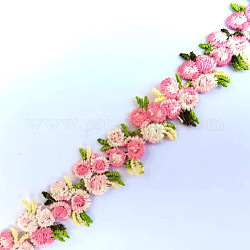 Nastro jacquard di poliestere a fiori, per accessori per l'abbigliamento, roso, 3/4 pollice (20 mm)