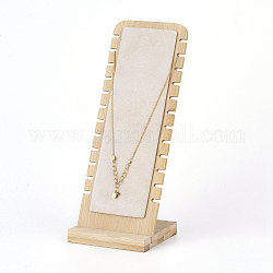 Бамбуковая подставка для ожерелья, L-образный длинный стенд, прямоугольные, микрофибра, 10x25.8 см