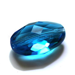 Имитация австрийских кристаллов, класс AAA, граненые, овальные, Плут синий, 13x10x7 мм, отверстие : 0.9~1 мм