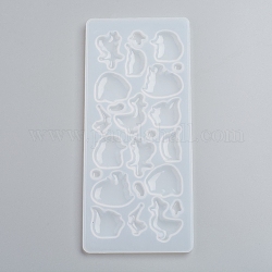 Silicone Molds, Resin Casting Molds, For UV Resin, Epoxy Resin Jewelry Making, Rock Shape, White, 175x75x5mm, Inner Size: 6~28x6~29mm