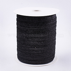 Glitter Sparkle Ribbon, Polyester & Nylon Ribbon, Black, 3/8 inch(9.5~10mm), about 200yards/roll(182.88m/roll).